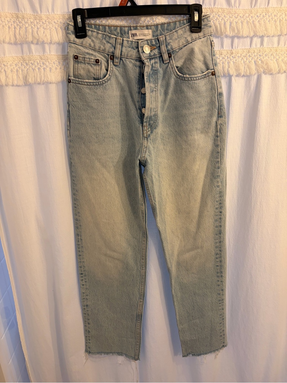 Zara Light Blue High-Rise Button-Fly Jeans